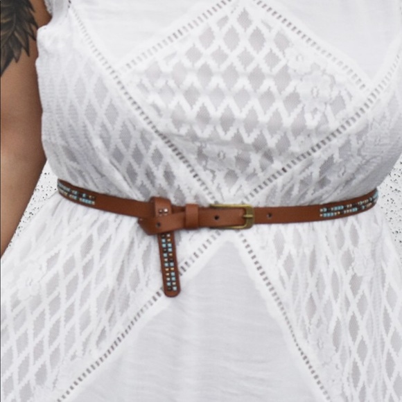 Camel Studded Skinny Belt - Picture 2 of 4